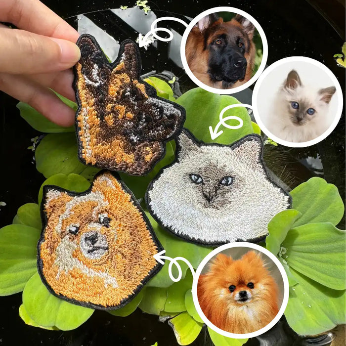 Custom Pet Portrait Patch: Embroidered Iron-On Dog & Cat Memorial