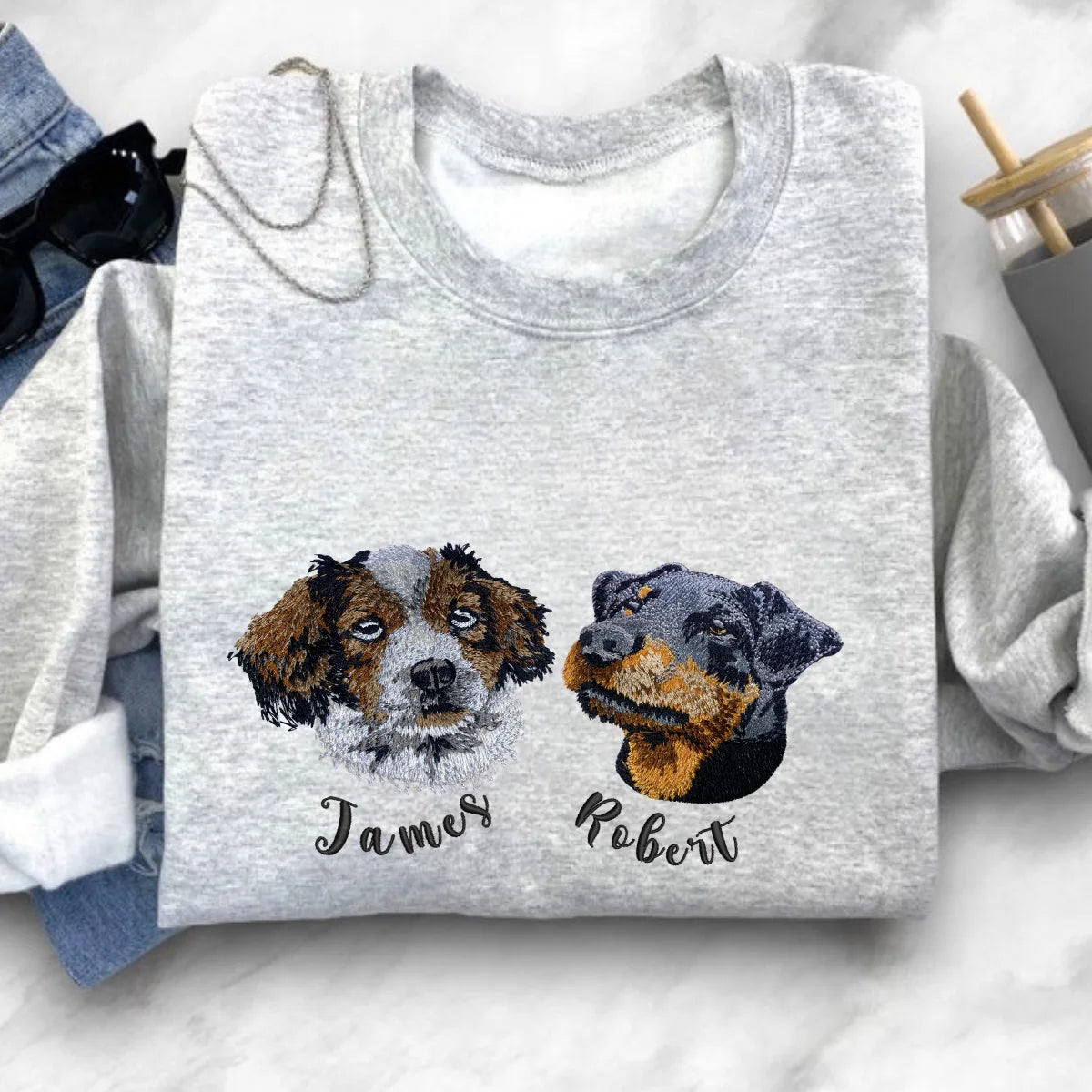 custom animal embroidery sweatshirt gift