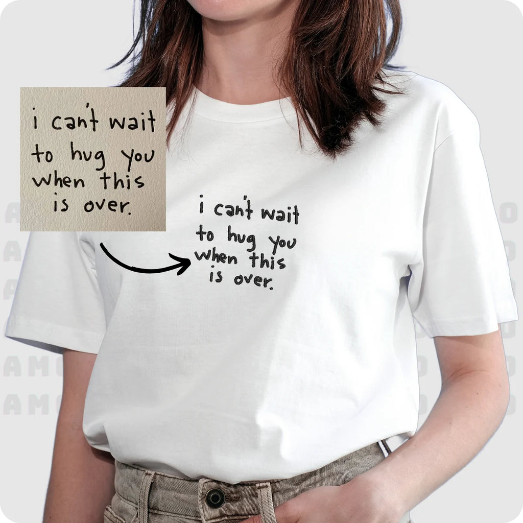 Custom Handwriting Embroidery T-Shirt – Personalized Gift with Your Actual Handwritten Note