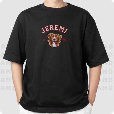 Custom Embroidered Pet Portrait T-Shirt