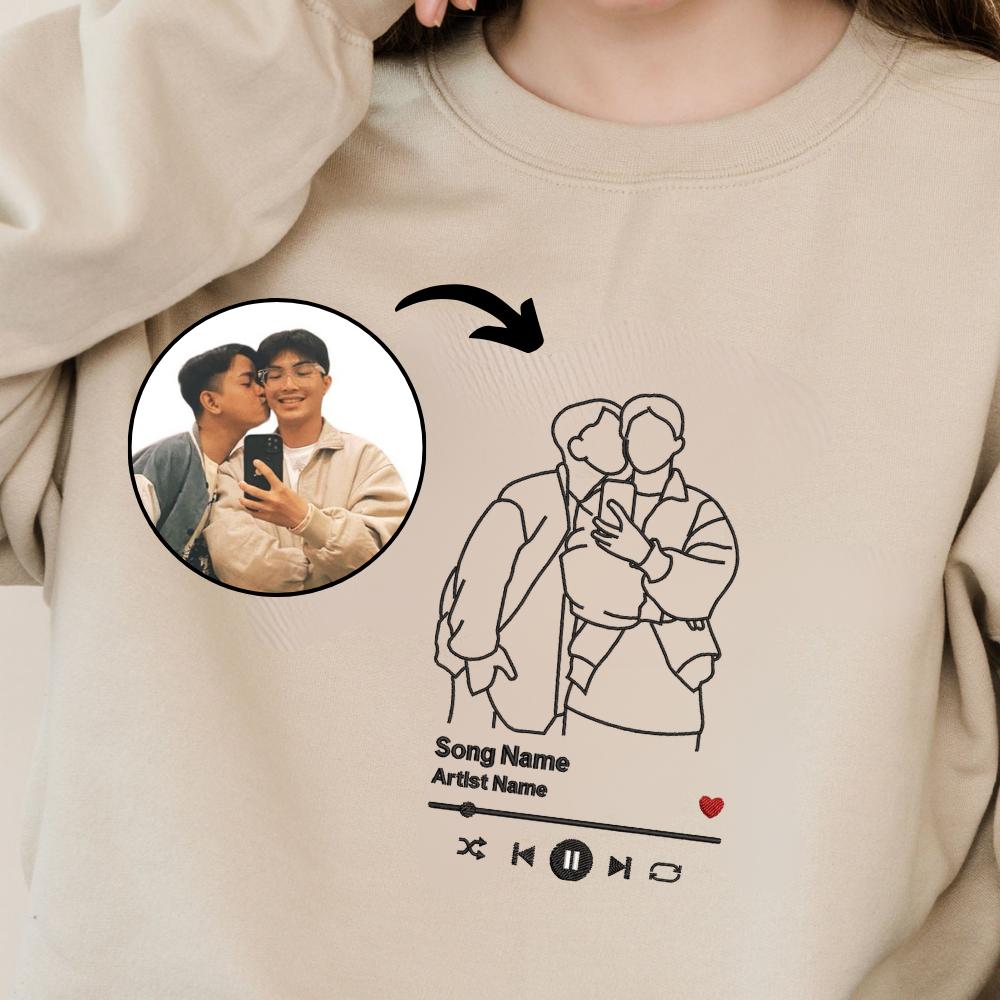 Custom embroidered portrait sweatshirt from personal photo
