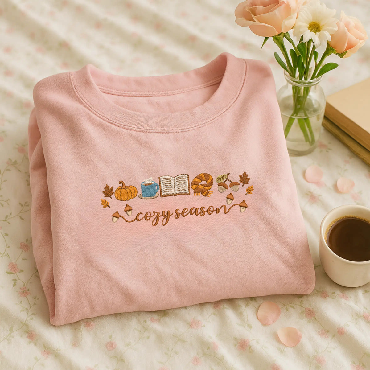 Cute fall cozy embroidered sweater