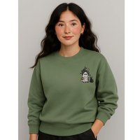 Cute ghost and black cat embroidered sweatshirt