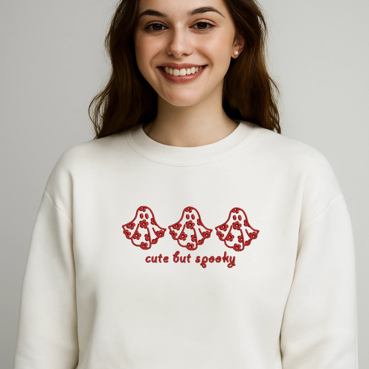 Cute kawaii ghost embroidered sweater
