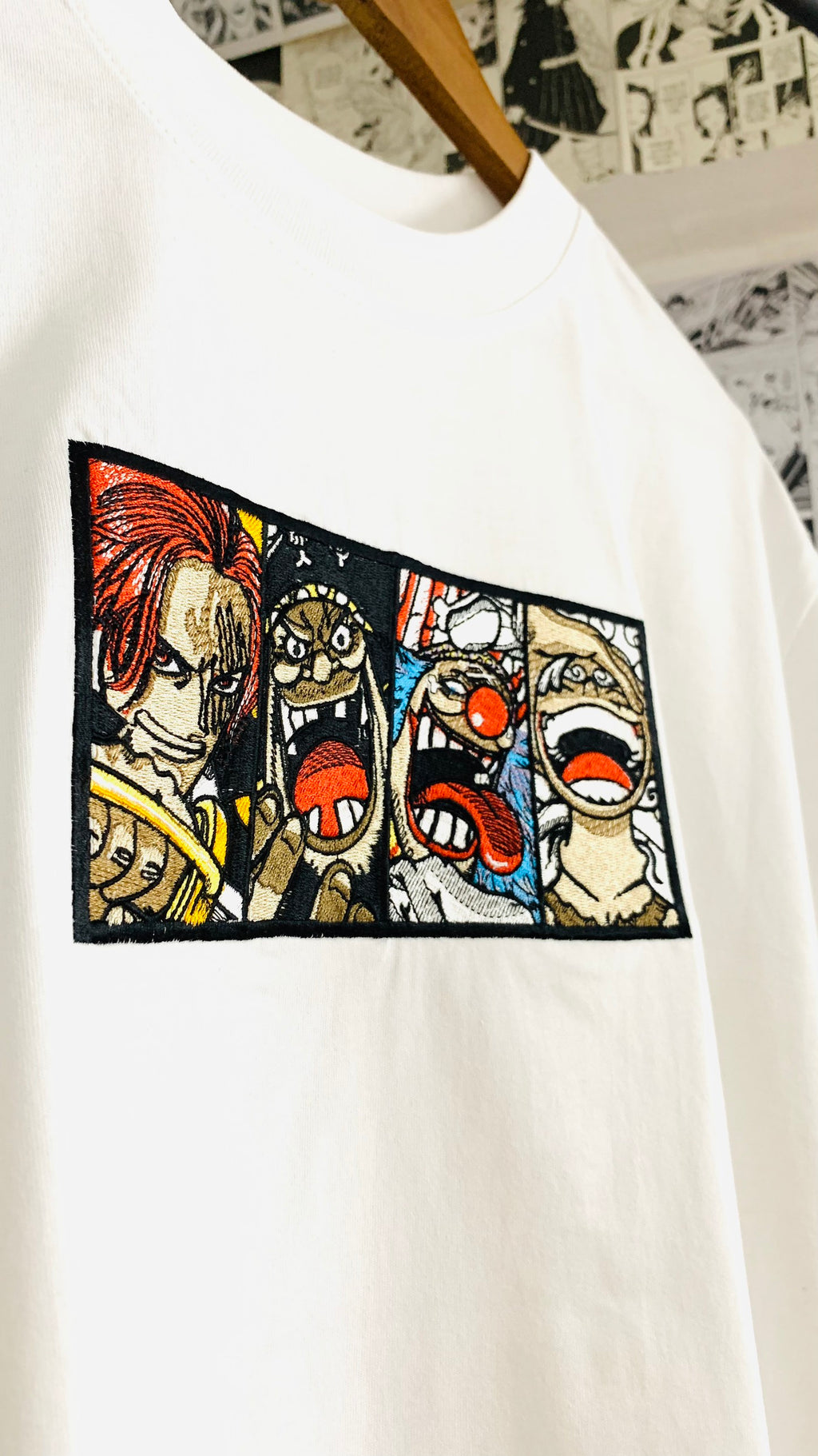 Detailed Yonkou embroidery on black cotton shirt