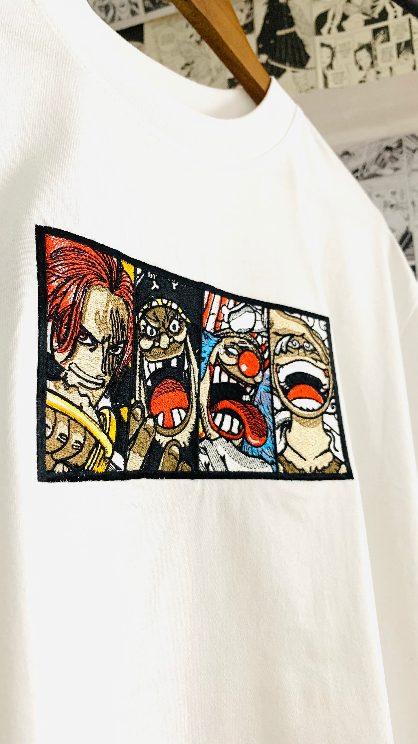 Detailed Yonkou embroidery on black cotton shirt