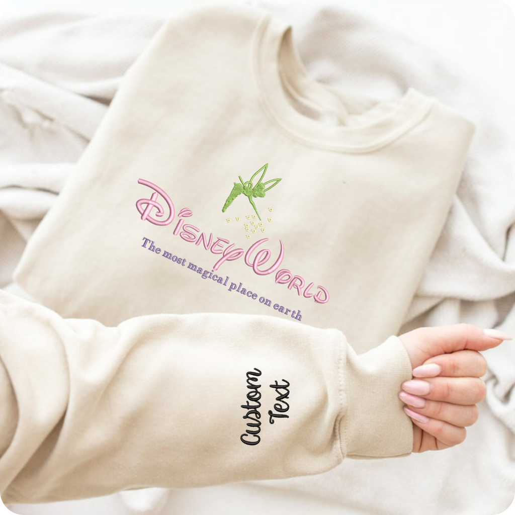 Disney Embroidered Sweatshirt with "The Most Magical Place On Earth" text