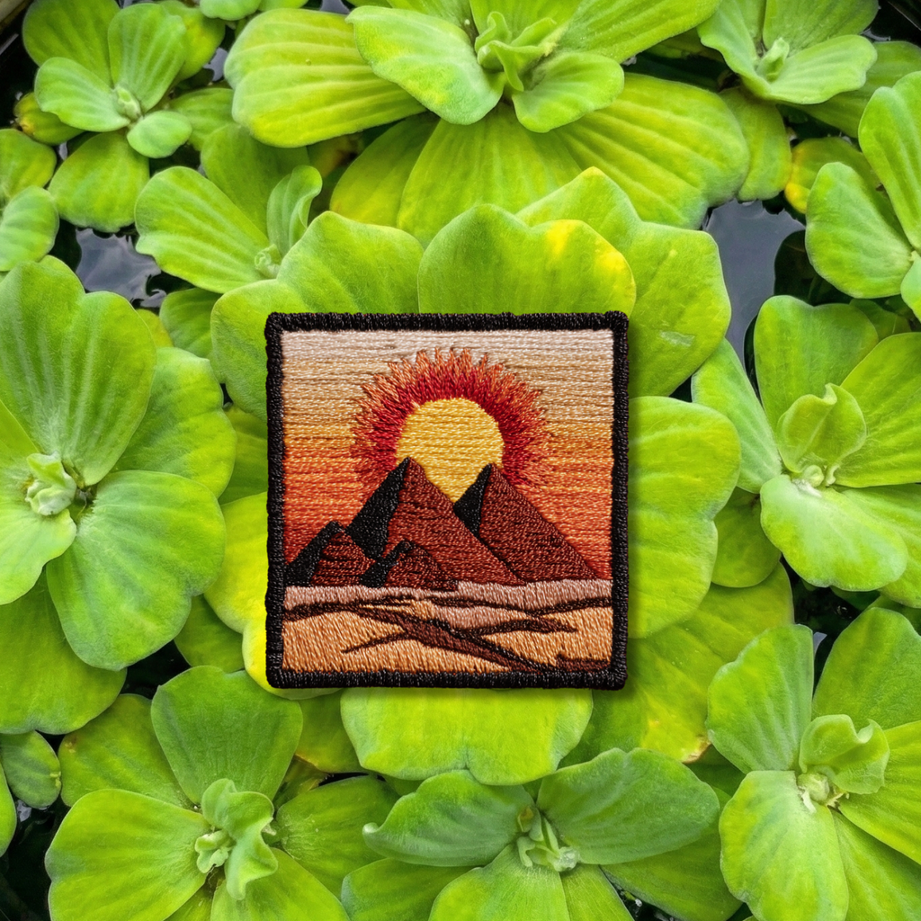 Egypt pyramid embroidery patch featuring desert sunset