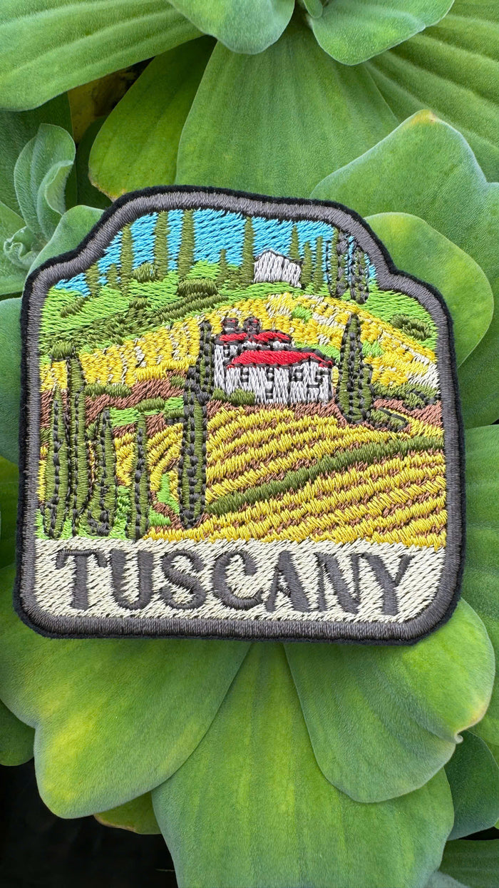 Tuscan Cypress Trees Embroidery Patch: Italy Countryside Trip - Landscape Scenery