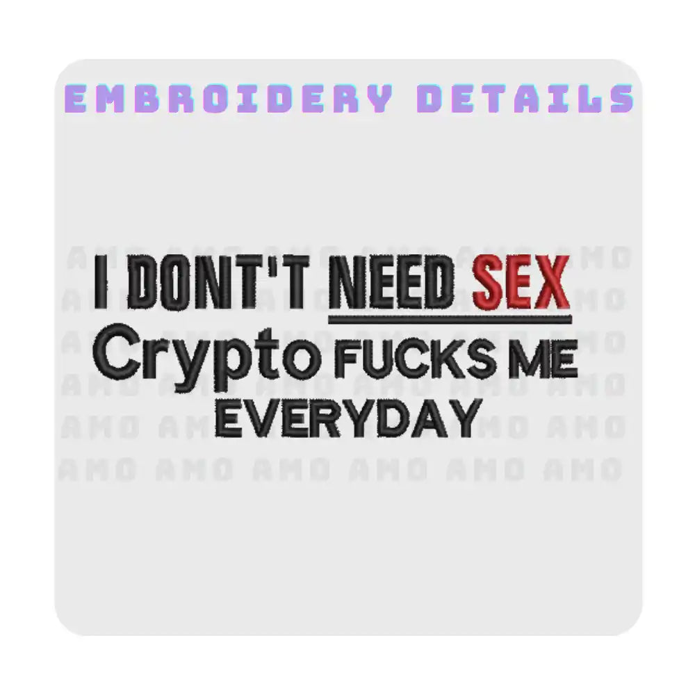 Flat lay of sarcastic crypto embroidered shirt  