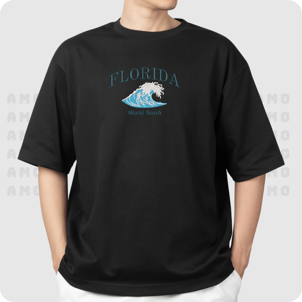 Florida Miami Beach embroidered t-shirt front view  
