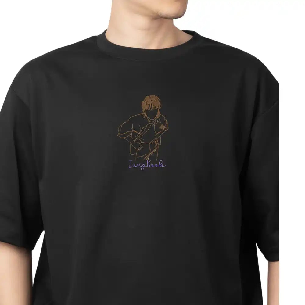 Folded Jungkook BTS shirt showing stitching details