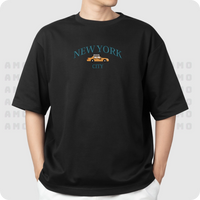 Folded NYC city tee with embroidery visible
