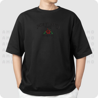Folded Oregon city tee with embroidery showing  