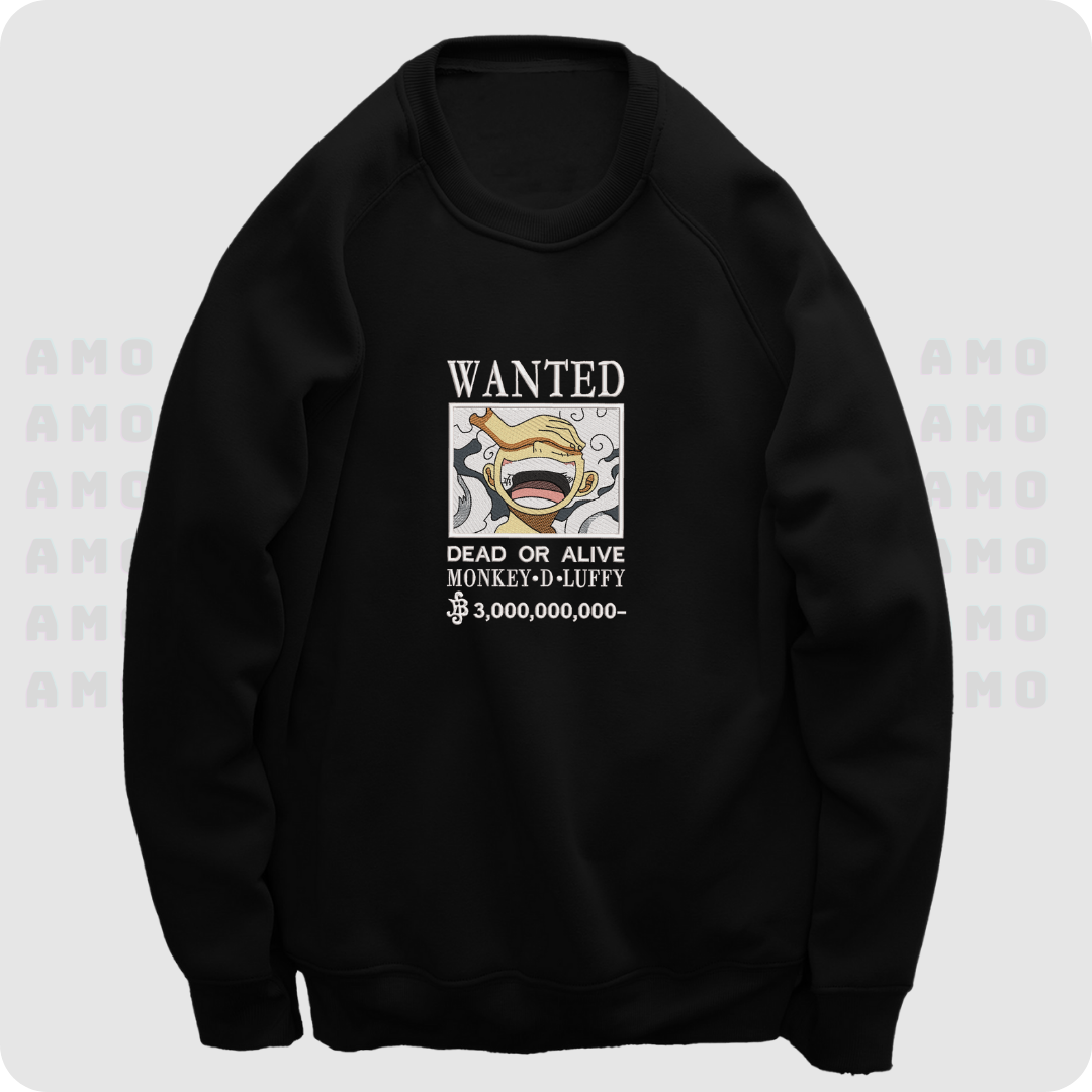 Front view of One Piece embroidered crewneck