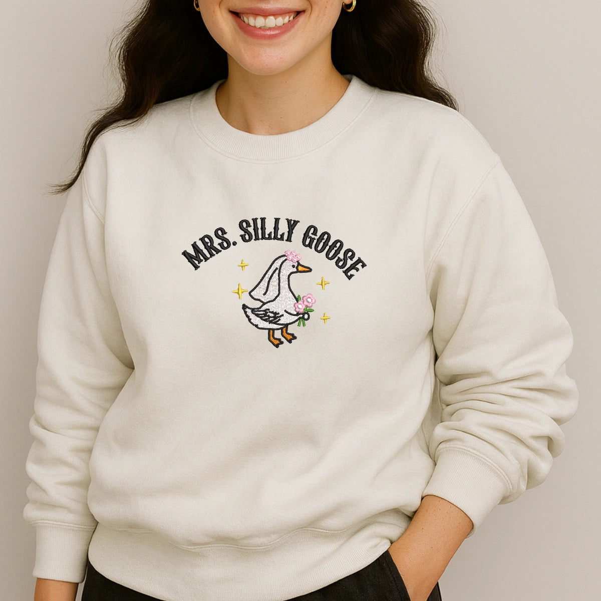 Funny bride goose embroidered sweatshirt