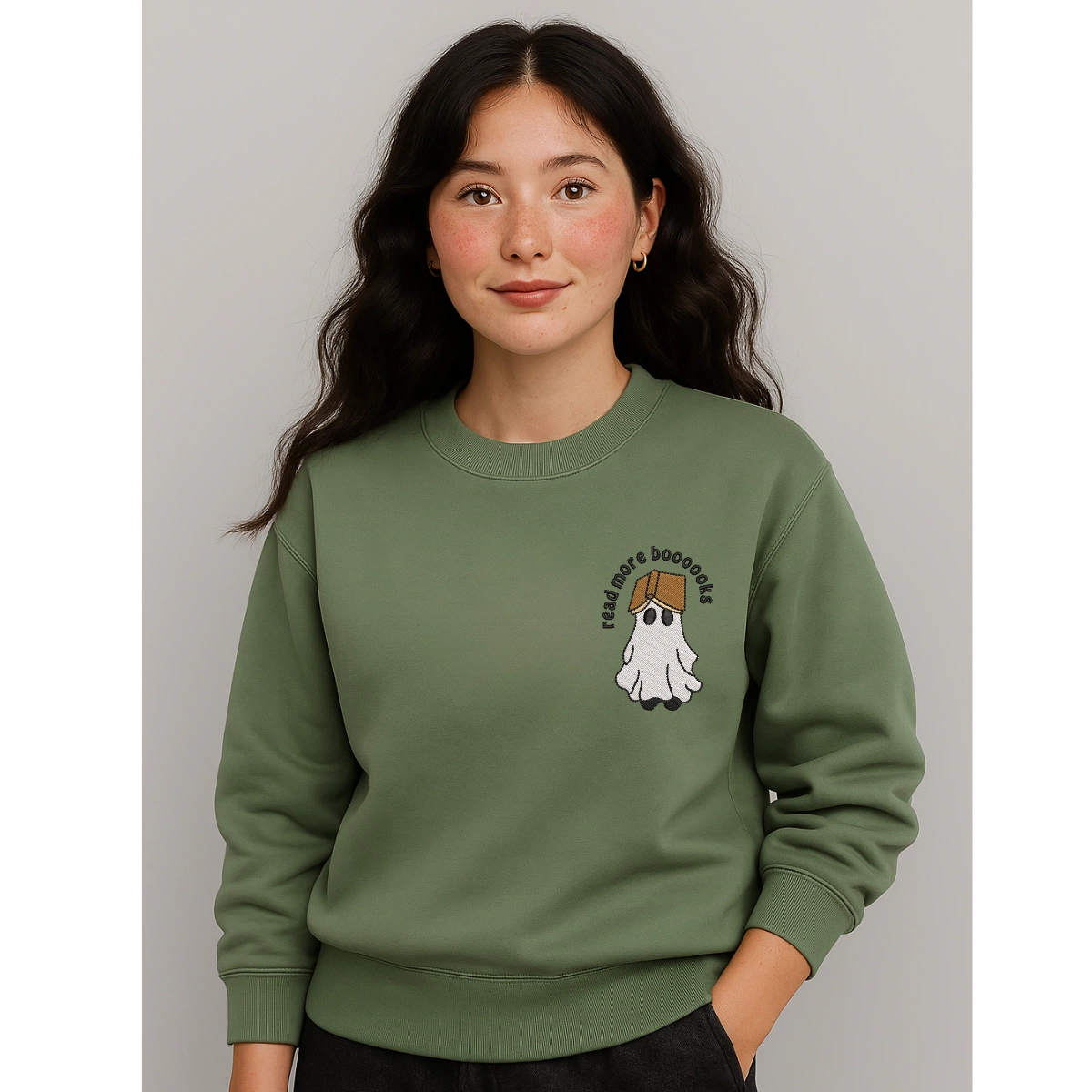 Funny ghost embroidered sweatshirt