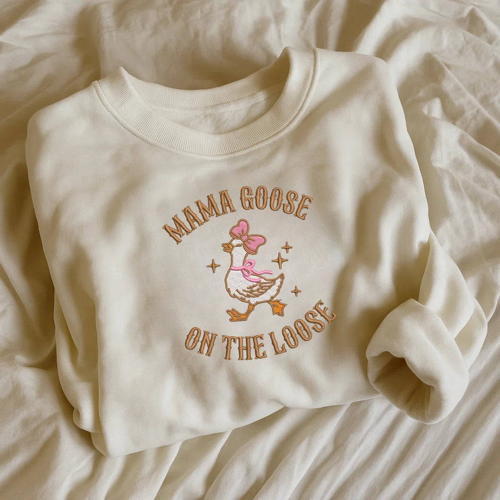 Funny goose embroidered sweatshirt