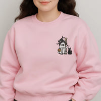 Ghost with broom and black cat sweatshirt