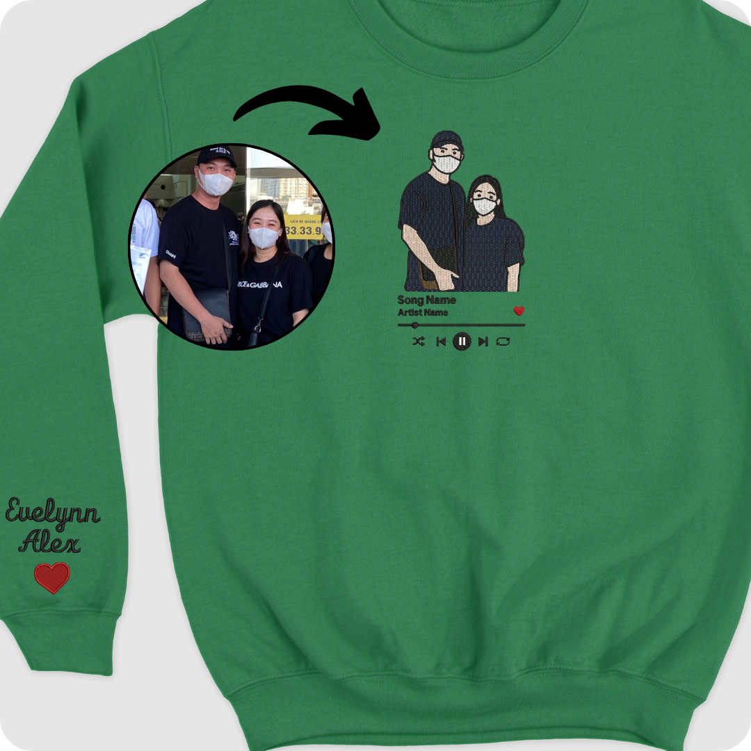 Gift sweatshirt with realistic stitched photo