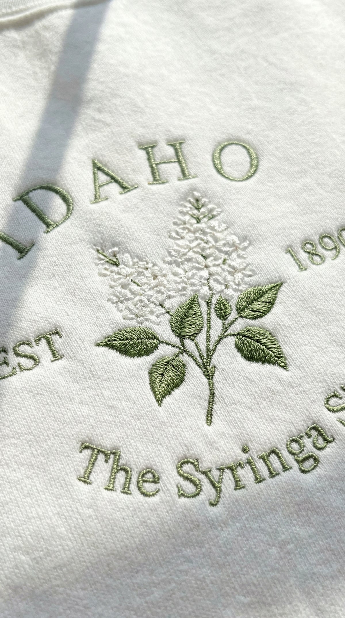 Idaho Syringa Embroidered Sweatshirt Botanical Crewneck