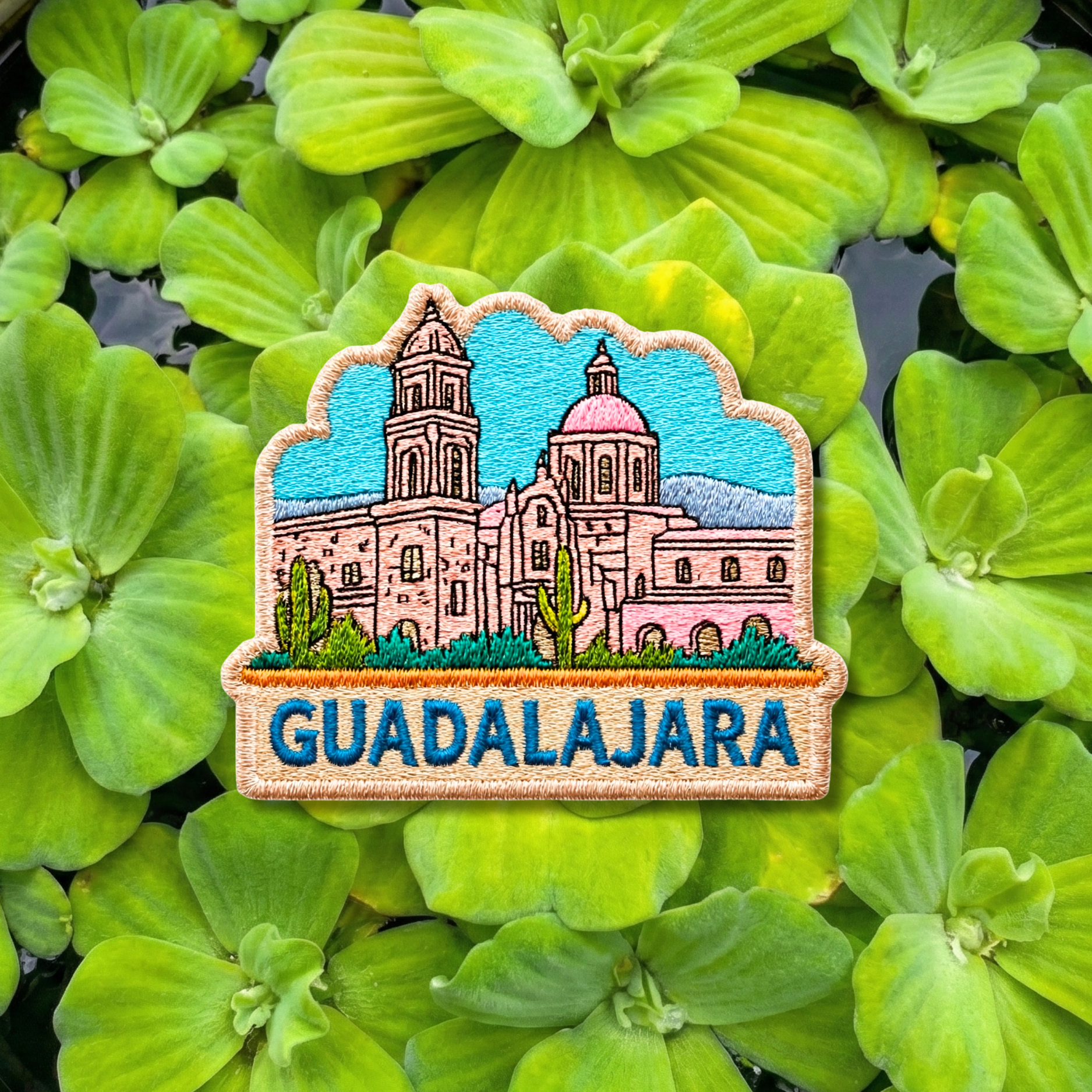 Guadalajara Mexico embroidery patch featuring cathedral skyline