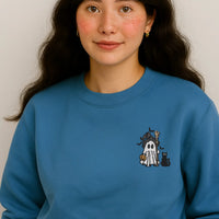 Halloween ghost embroidered sweater