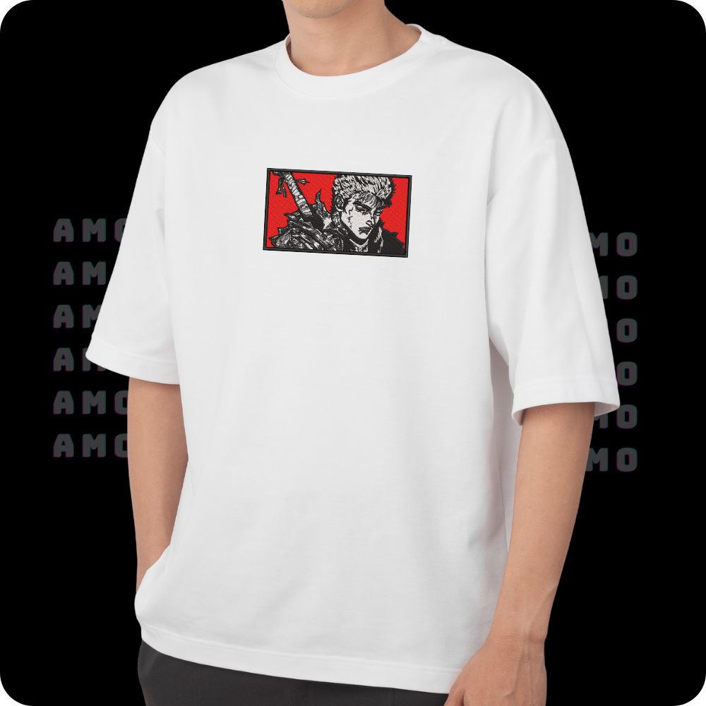 High-detail anime embroidery tee for Berserk fans