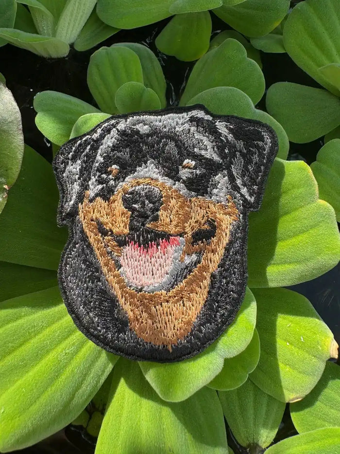 Rottweiler Dog Portrait Patch – Embroidered Iron On / Sew On Patch for Jackets, Backpacks & More