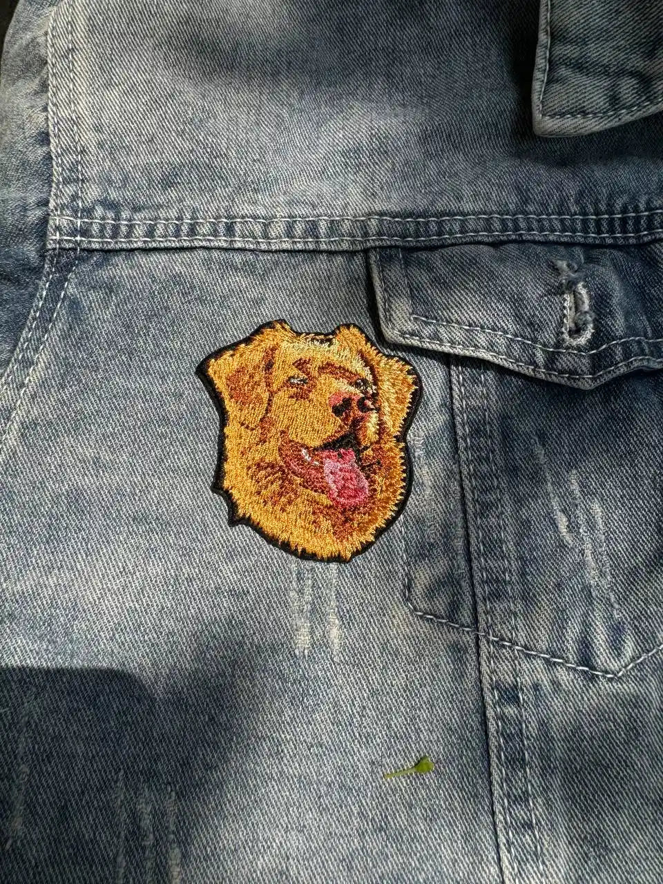 Iron-on Nova Scotia Retriever patch close-up