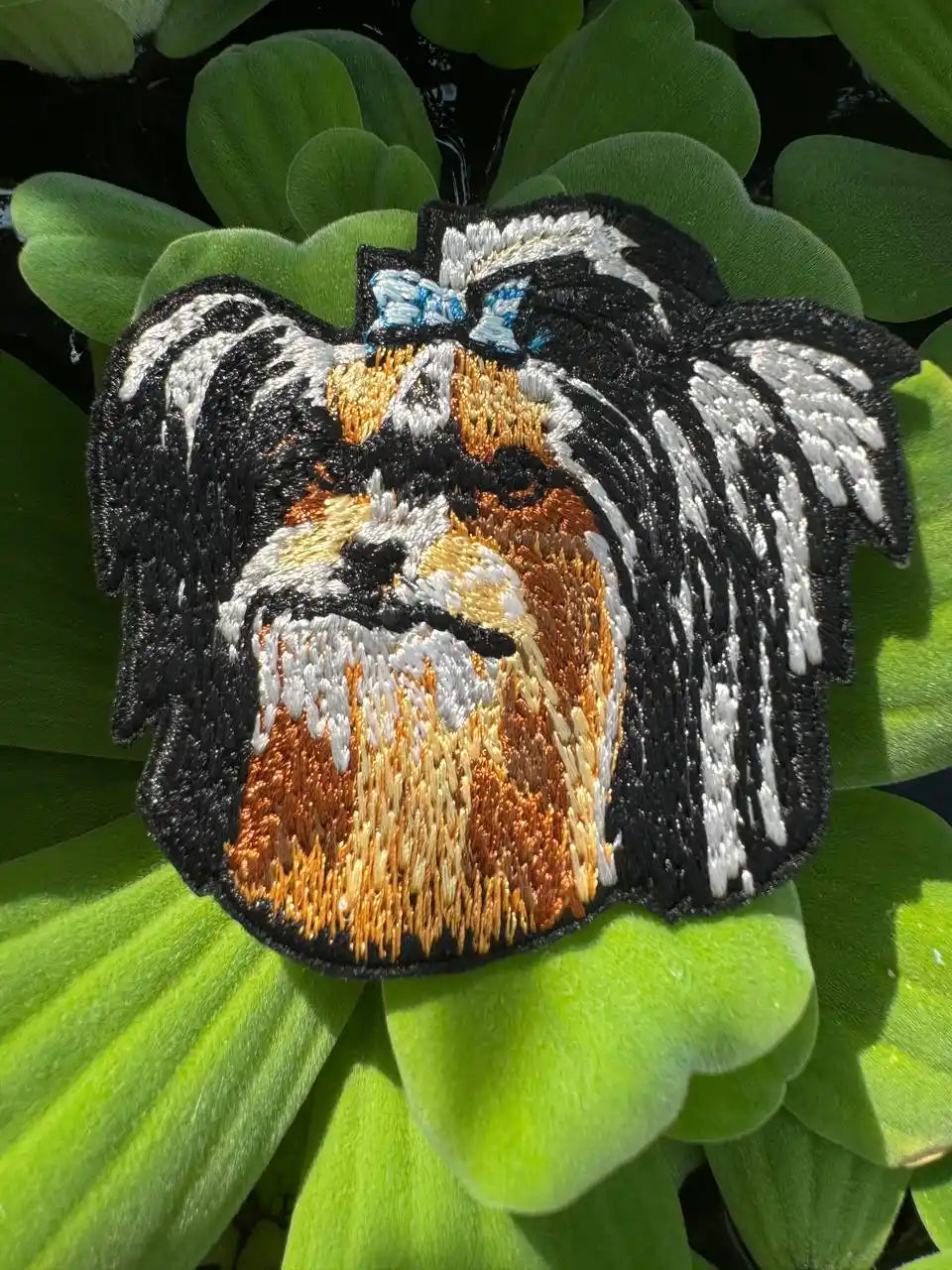 Iron-on Yorkshire Terrier face embroidery
