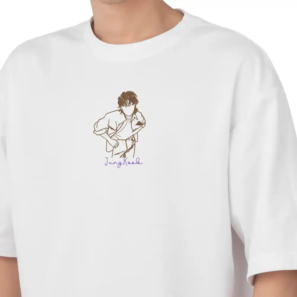  Jungkook BTS embroidered t-shirt front view