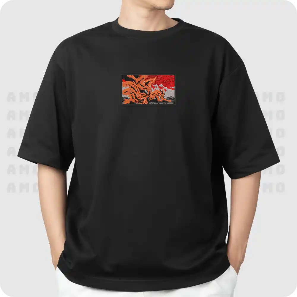 KURAMA Naruto embroidered t-shirt front view