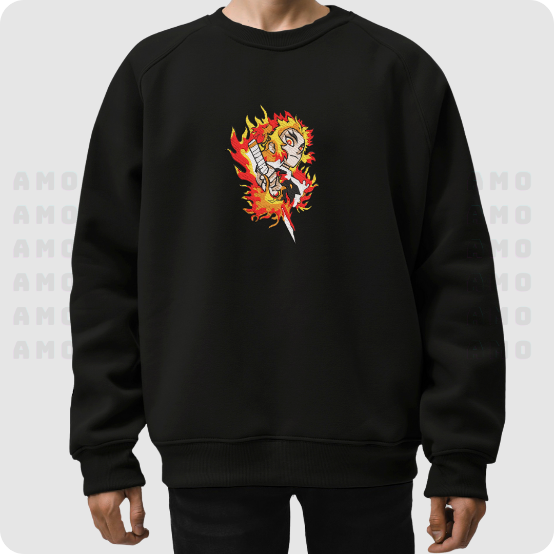 Kyojuro Rengoku Kimetsu no Yaiba Embroidered Sweater