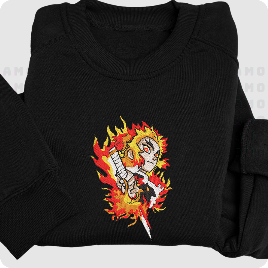 Kyojuro Rengoku Kimetsu no Yaiba Embroidered Sweater