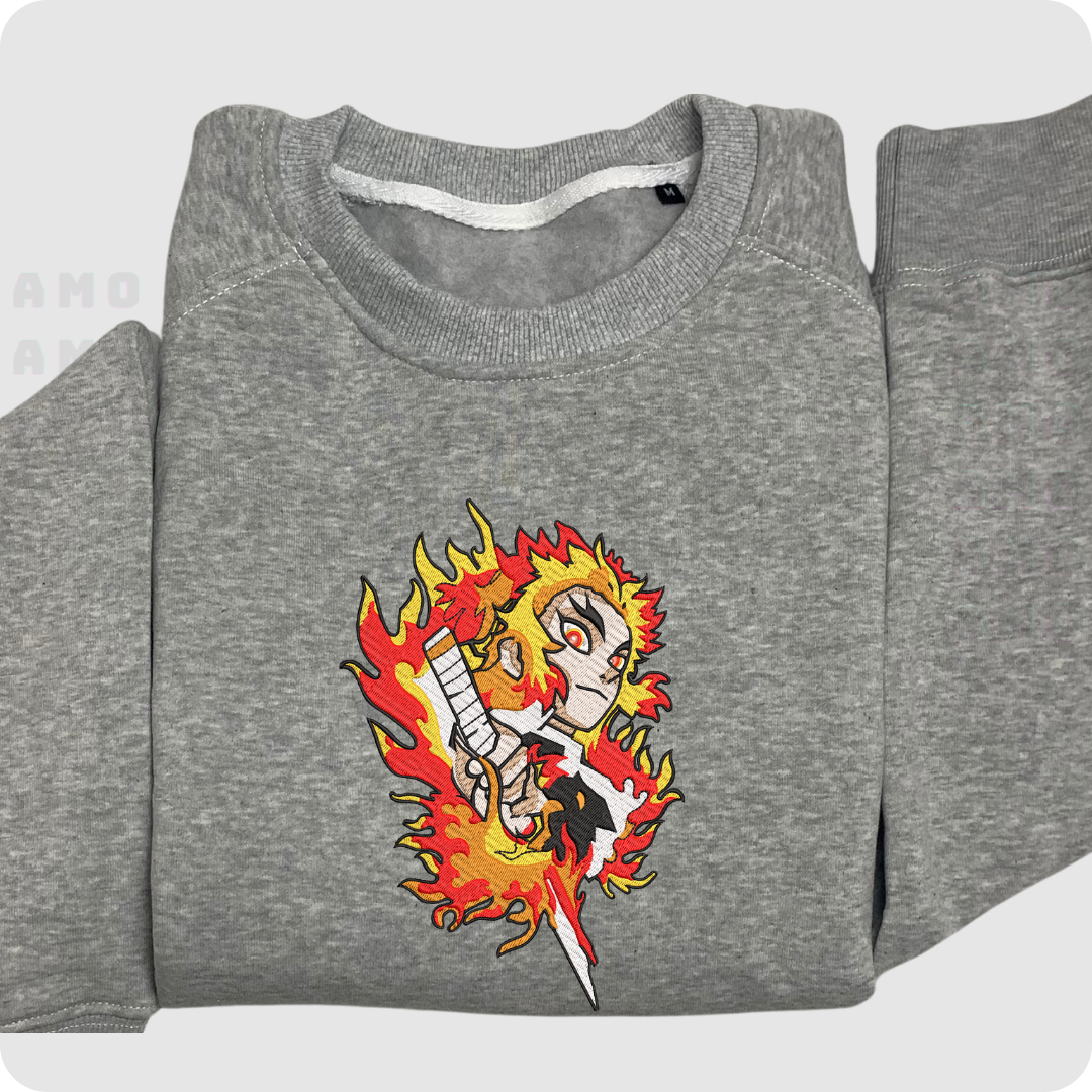 Kyojuro Rengoku Kimetsu no Yaiba Embroidered Sweater