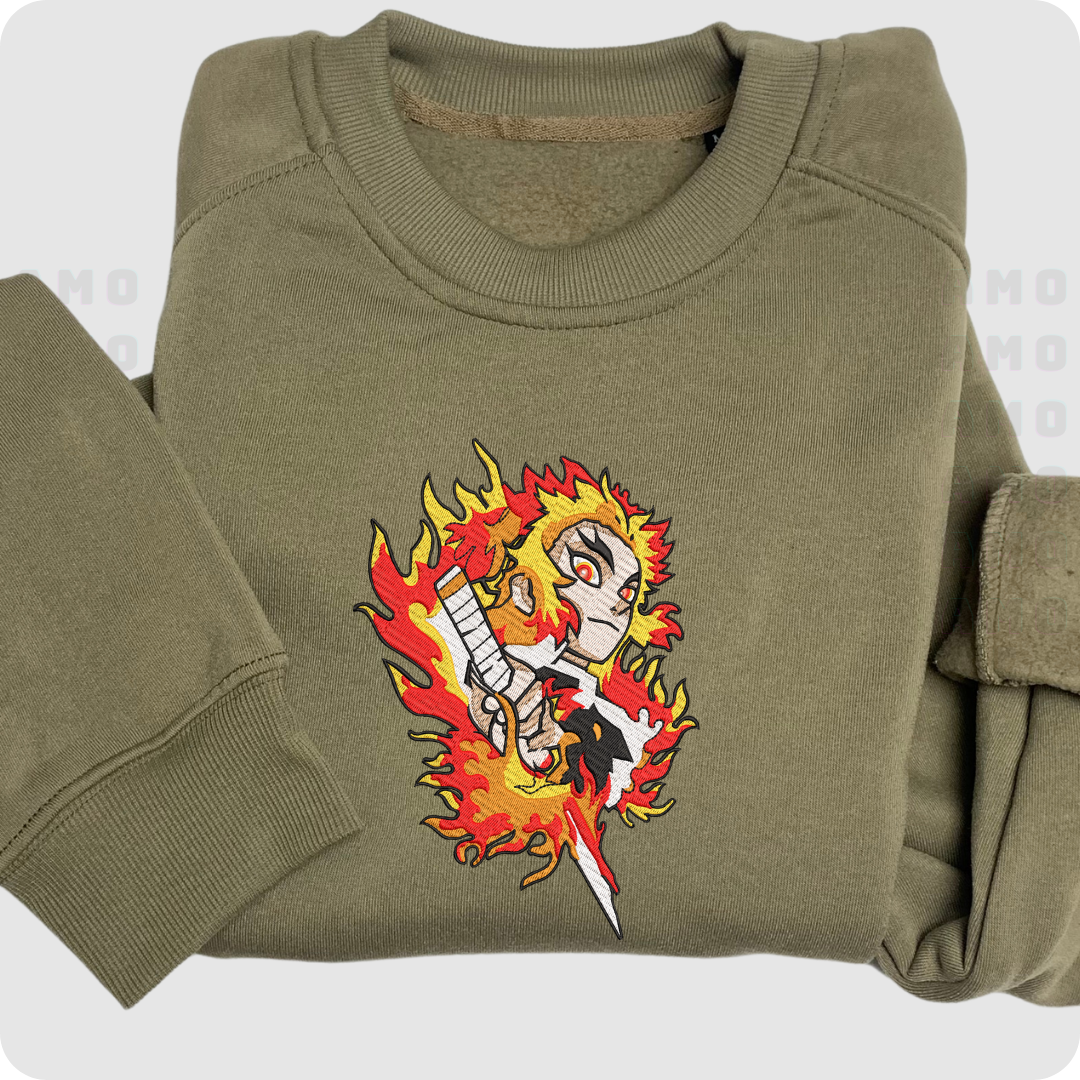 Kyojuro Rengoku Kimetsu no Yaiba Embroidered Sweater