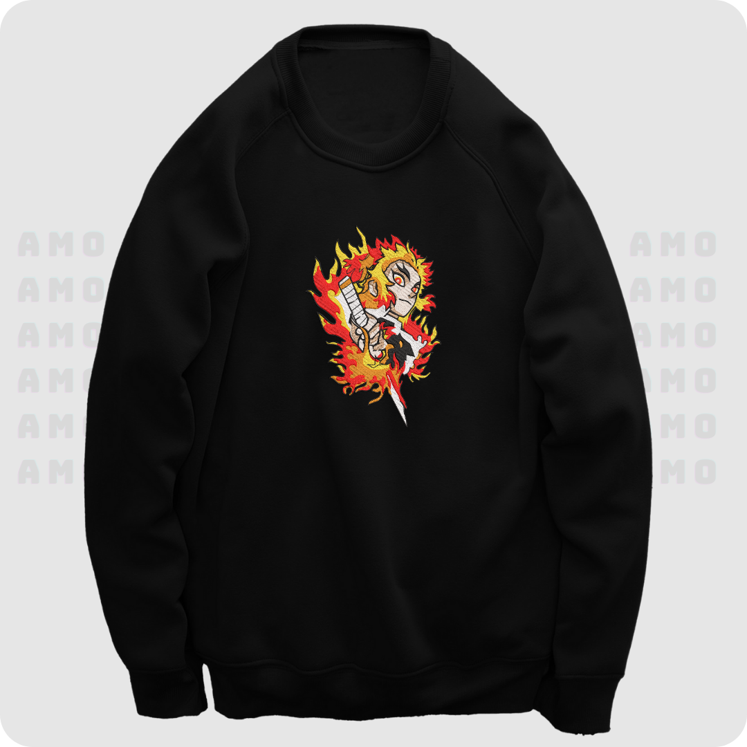 Kyojuro Rengoku Kimetsu no Yaiba Embroidered Sweater