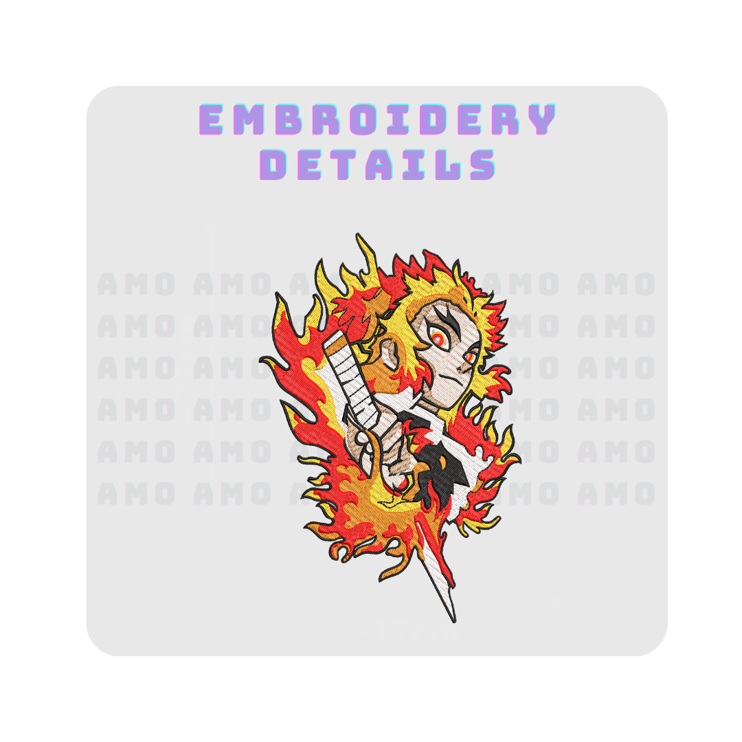 Kyojuro Rengoku Kimetsu no Yaiba Embroidered Sweater