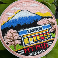 Japanese travel patch set with Lawson and Mount Fuji side by side