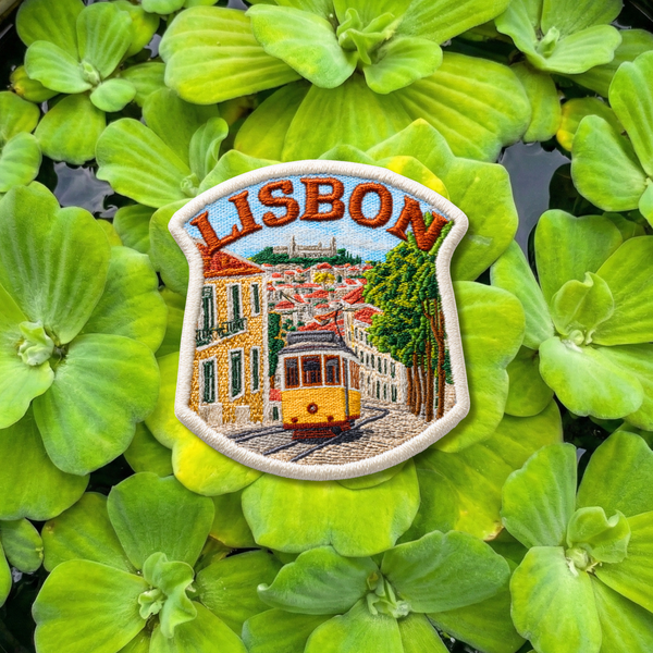 Lisbon Portugal Embroidery Patch – Yellow Tram City Travel Patch 3 Inch Iron On or Sew On