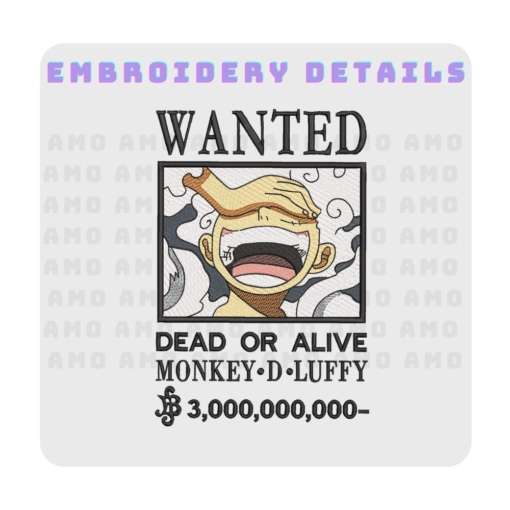 Luffy face stitched in Wanted poster style