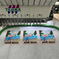 Miami Beach patch with palm trees and ocean view embroidery