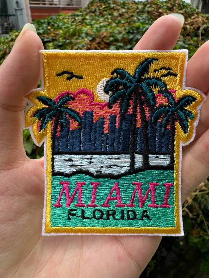 Miami Florida Patch: Embroidered Tropical Appliqué, Souvenir Gift