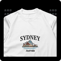 Minimalist Sydney embroidered tee flat lay