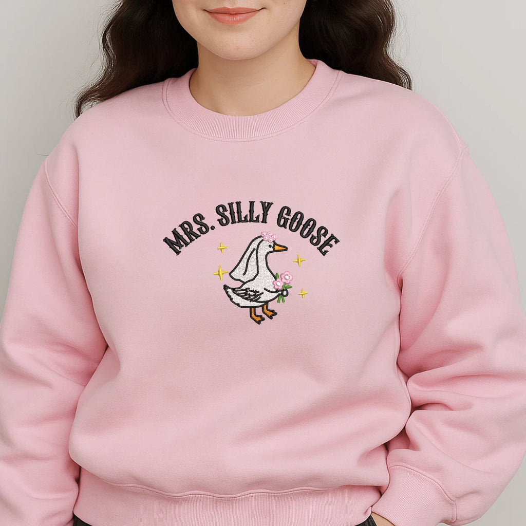 Mrs. Silly Goose embroidered sweatshirt pink