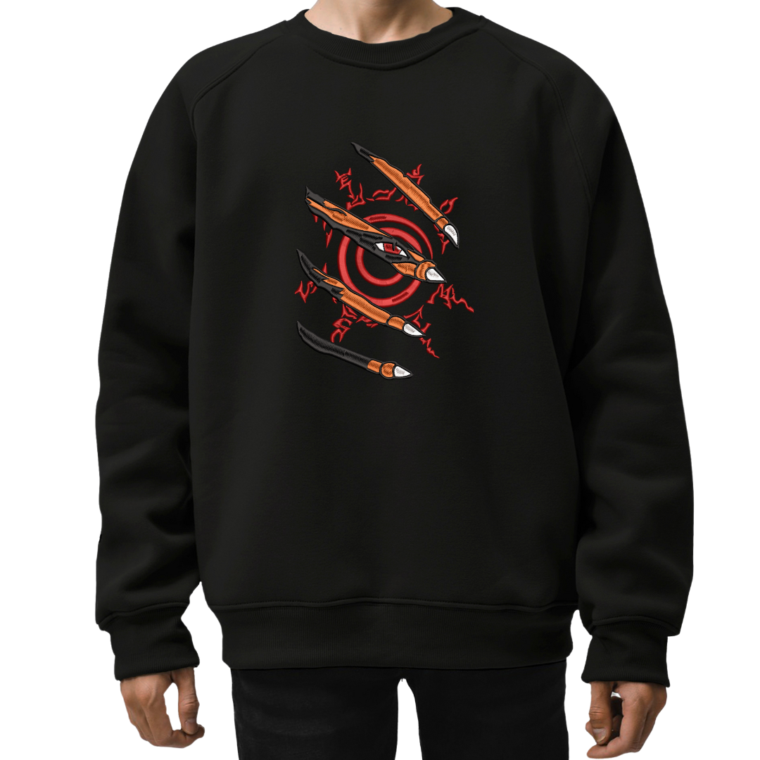 Naruto seal claw embroidered on black sweater