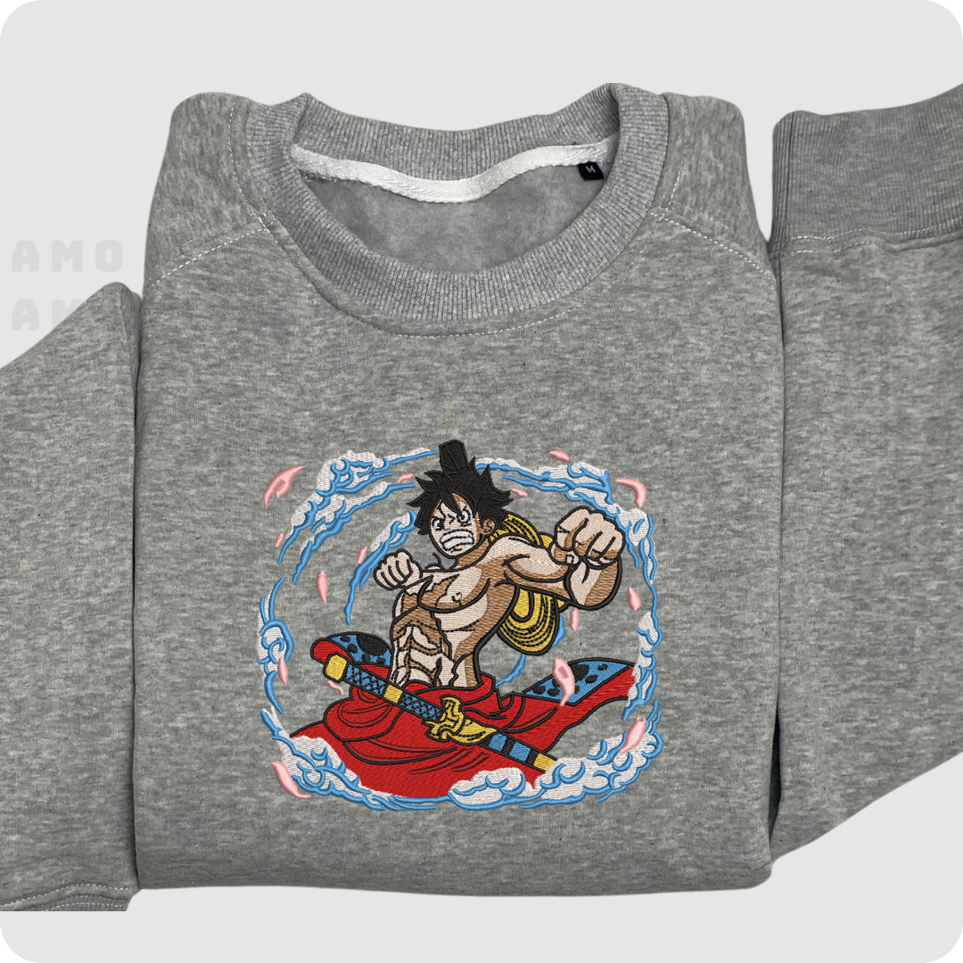 One Piece Arc Wano Luffy Gear 5 Embroidered Sweater