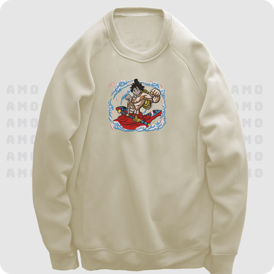 One Piece Arc Wano Luffy Gear 5 Embroidered Sweater