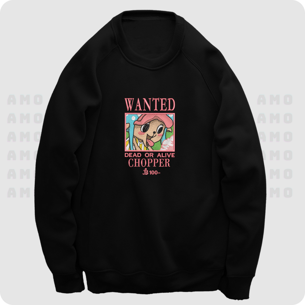 One Piece Chopper Wanted Embroidered Sweater